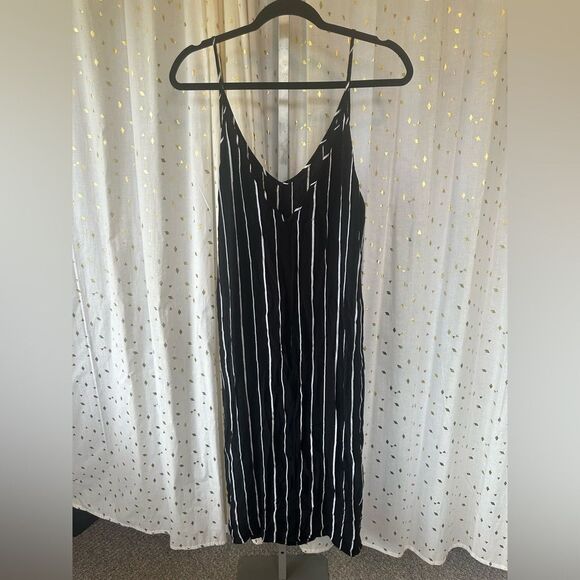 ASOS Cami Slip V Neckline Spaghetti Straps Side Slit Stripe Flowy Midi Dress 12 - Picture 6 of 12